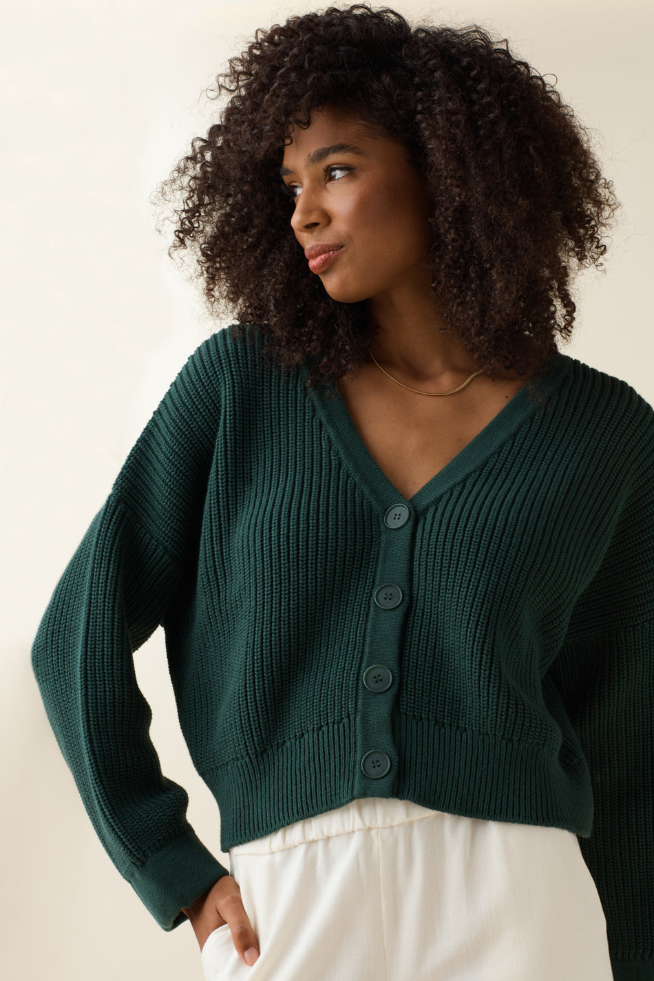 Green store Cropped Cardigan