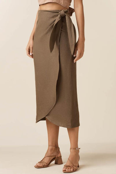 The Linen Wrap Midi Skirt